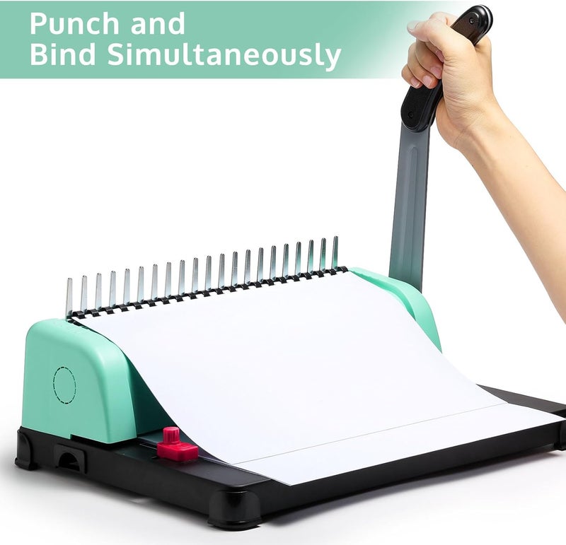 OFFNOVA Binding Machine, 21-Hole 450 Sheets Paper Comb Punch Binder Machine for Letter Size / A4 / A5 Paper, Easy to Punch Handle, Adjustable Margin - Image 5